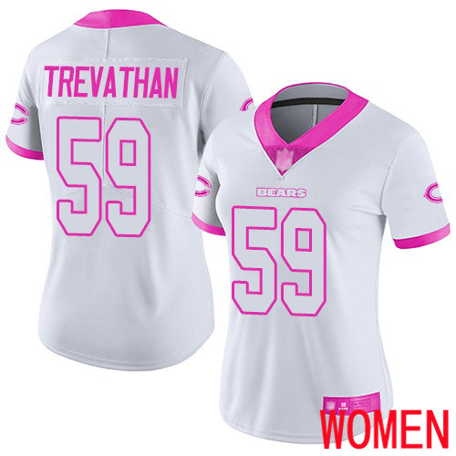 Chicago Bears Limited White Pink Women Danny Trevathan Jersey NFL Football #59 Rush Fashion